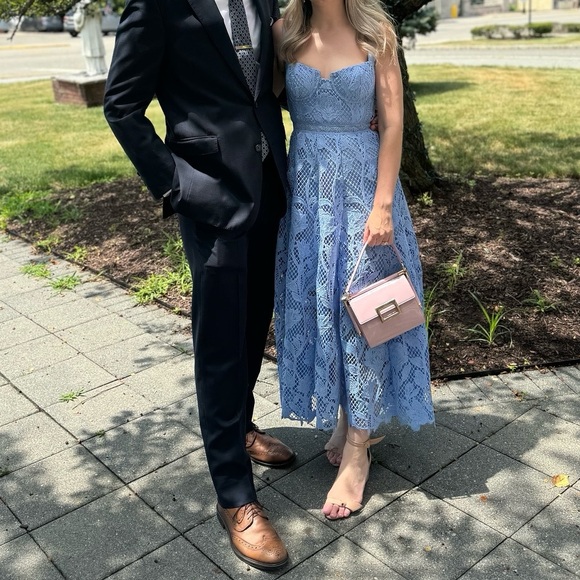 Self Portrait Blue Guipure Lace Midi Dress - Picture 9 of 10